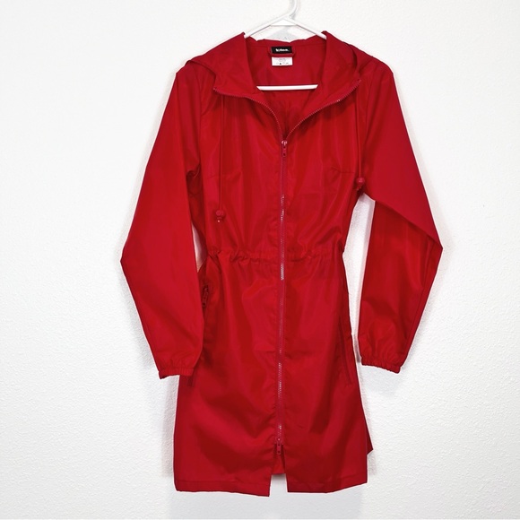 Totes Red Rain Jacket Adjustable Waist Hooded Polyester Size S/M - Picture 1 of 7